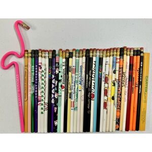 *NEW* Lot 37 Vintage Wood Pencils Souvenir US Cities States Bahamas Landmarks
